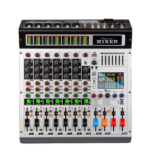 Mixer de Áudio Profissional Debra TX-8 Console Digital de Música de 8 Canais Material Acrílico Saídas XLR 99 Efeitos de Reverb Integrados - Product Image 1