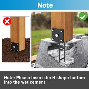 4x4 Heavy Duty <strong>Fence</strong> <strong>Post</strong> Anchor Base | Black Powder Coated Steel U-Shape <strong>Bracket</strong> <strong>Concrete</strong> Deck Pergola Outdoor Metal <strong>Bracket</strong> - Product Image 6