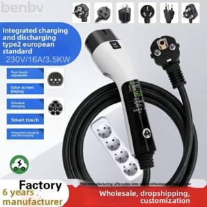 Chargeur EV portable de type 2, 16A 3,5KW avec <span class=keywords><strong>prise</strong></span> UK 13A et bande de sortie V2L, chargeur de <span class=keywords><strong>voiture</strong></span> électrique mobile pour la maison et le camping - Product Image 2