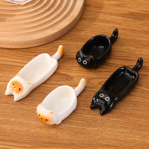 Portasalsa a Forma di Gattino Dipinto a Mano, Grazioso Piattino in <span class=keywords><strong>Ceramica</strong></span> per Salsa di Soia, Aceto e Condimenti per Hot Pot, Ideale per Feste - Product Image 2