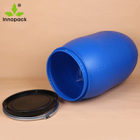 Tambour en plastique HDPE, capacité de 55 gallons, 200 Litre, avec couvercle à anneau de verrouillage, bleu