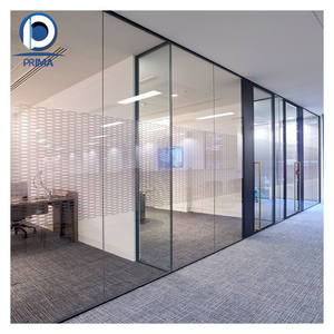 Partición de vidrio de madera de aluminio sin marco Prima con persianas - Product Image 5