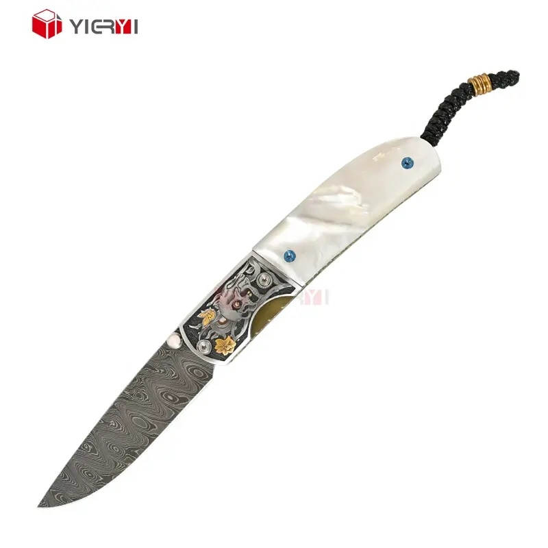 Cuchillo de bolsillo hecho a mano de gama alta EDC cuchillo de supervivencia al aire libre EE. UU. Nelson Hornet s cuchillo plegable de acero de Damasco