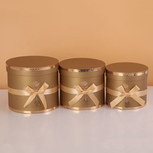 DAMAI <b>Macaron</b> Double Ribbon Bow Round Hug Bucket Gift <b>Box</b> New Set of Three Flowers for Party Decorations With Phnom Penh - Product Image 4