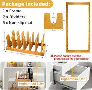 Organizzatore Regolabile in Bambù per Coperchi di <span class=keywords><strong>Pentole</strong></span>, Cassetti, Ripiani per <span class=keywords><strong>Pentole</strong></span>, Taglieri, Teglie da Forno e Piatti - Product Image 5