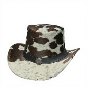 Kivotech New Adjustable Stylish Cowhide Leather Cowboy <b>Hat</b> Handmade <b>Western</b> Style Hair-on-Hide Sports Casual Travel - Product Image 2