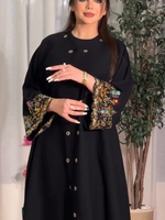 Abaya de luxe personnalisée en gros pour femmes, Abaya musulmane perlée de luxe, robe Abaya ouverte ornée de broderies dorées à la française