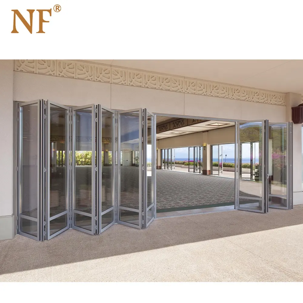 Puertas plegables de aluminio de alta calidad, accesorio ligero y plegable para balcón, suministro térmico, venta al por mayor