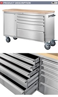 Tiroirs d'établi en acier inoxydable robustes Armoire à outils en bois et métal personnalisable Chariot à outils de rangement d'atelier pris en charge par l'OEM