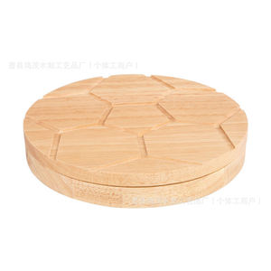 Plateau à fromage en bambou en forme de ballon de football avec ensemble de couteaux, plateau de service rond pour fromage, pizza, fruits, pain, couleur bois naturel - Product Image 5