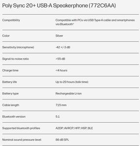 Poly Sync 20 + USB-A loa ngoài có dây loa ngoài với BT600 Bluetooth USB Adapter - Product Image 2