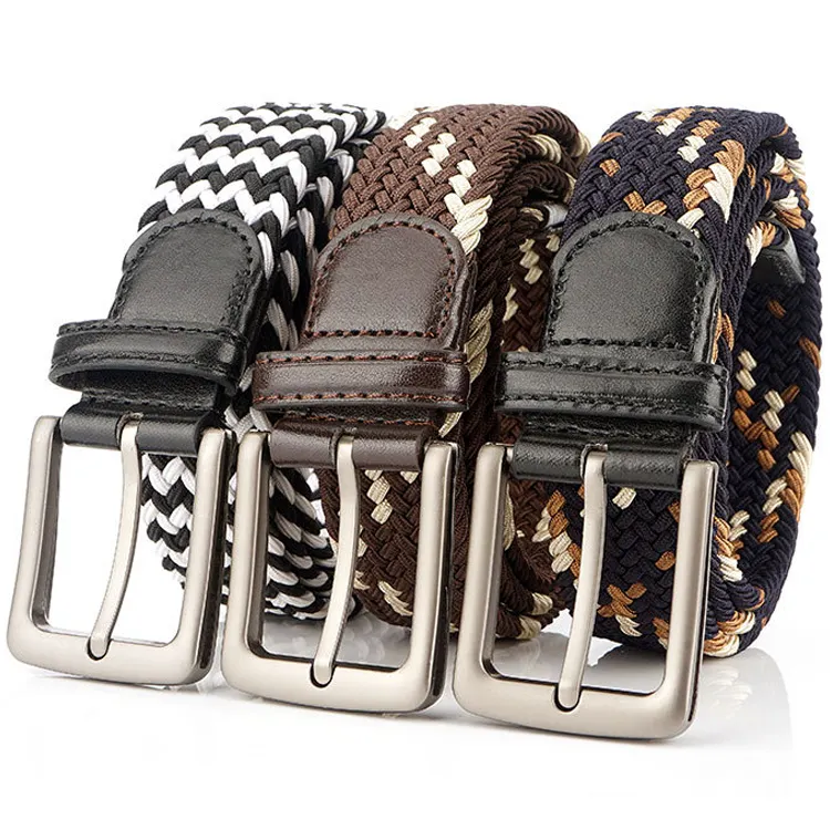 Elastic Braided Belt Factory Wholesale Men Women Fabric Braided Belt Stretch Belt Polyester Woven Elastic Knitted Belt