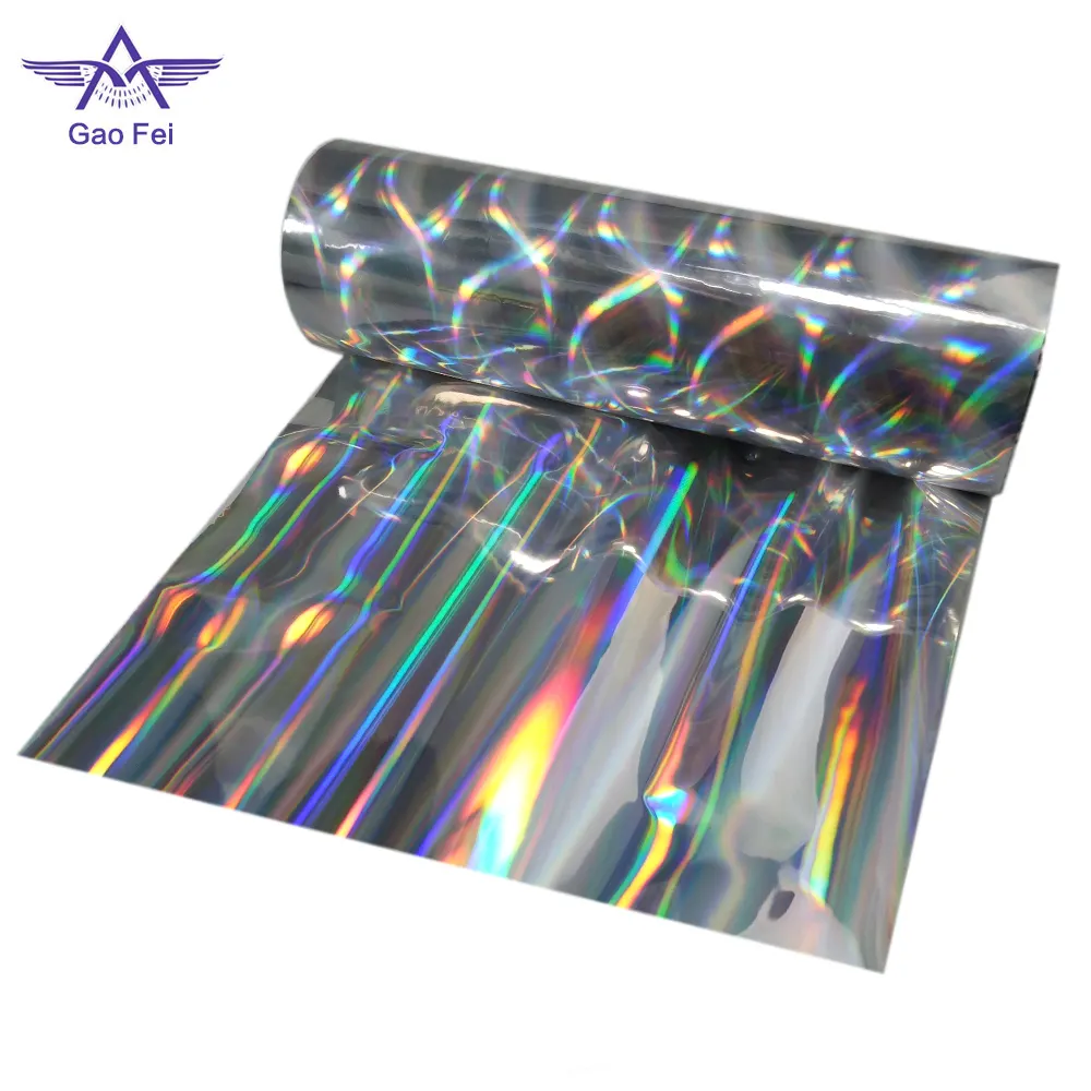 Papier plastique holographique métallisé arc-en-ciel imprimable de taille personnalisée pour boîte et cartes