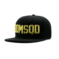 Topi Snapback Gorras Hitam Ukuran Besar dengan Bordir Benang Emas, Topi Datar Custom untuk Streetwear, Aktivitas Luar Ruangan, dan Kegunaan Sehari-hari