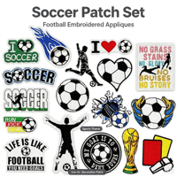 Patch en tissu polyester brodé sur le thème du football pour vêtements, sacs et bagages - Réparation de trous multi-formes
