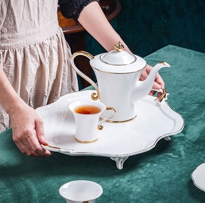 Service à café en céramique <span class=keywords><strong>anglaise</strong></span>, pochette élégante de style européen, en céramique, <span class=keywords><strong>grande</strong></span> capacité, pipette avec poignée dorée, vente en gros, - Product Image 4