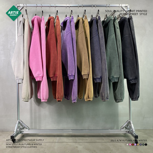 Felpa con Cappuccio Invernale 2024 per Coppie, Stile Artiemaster, Effetto Batik Lavato, Pesante 360g, Manica Lunga, Retro in Pile Polare - Product Image 5