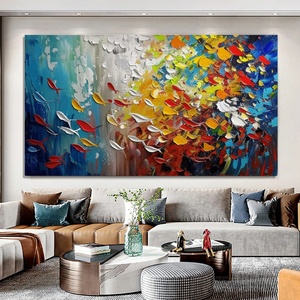 Art mural 3D, grande peinture abstraite horizontale colorée en acrylique, encadrée sur toile, pour la décoration moderne de la maison et des galeries - Product Image 2