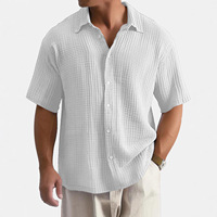 Chemise à manches courtes en pur coton, décontractée et ample, pour homme, nouvelle collection été, style européen et américain, vente en gros transfrontalière.