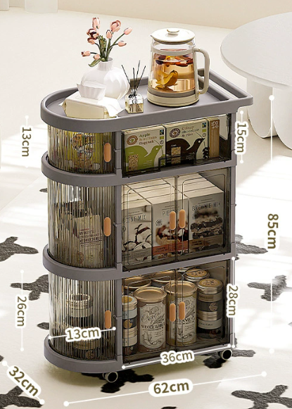 [Gris + Transparent] 2 portes + 1 tiroir