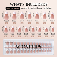 BTArtbox XCOATTIPS Faux Ongles en Gros Carrés Amande Gel X Pointes d'Ongles Couverture Complète French Manucure Gels Souples à Presser