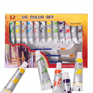 Ensemble de peinture à l'huile artistique en tubes d'aluminium de 12 couleurs de 12 ml, adapté aux étudiants, peinture à l'huile sur toile avec pinceaux - Product Image 1