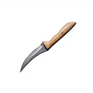 Couteau de chasse et de survie à lame fixe mini, en acier Damas de qualité industrielle, fabriqué à la main, avec manche en bois OEM - Product Image 2