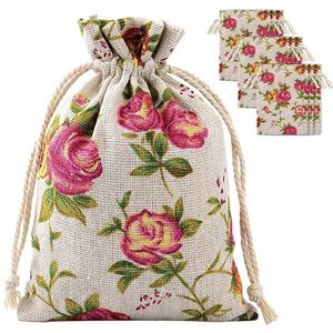 Hot Selling 10x14cm Rose Printed Cotton <b>Bag</b> <b>Recyclable</b> and Eco-Friendly Feature Rose Printing <b>Bag</b> - Product Image 1