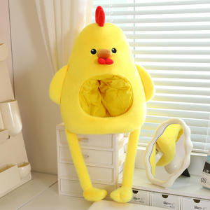 Este Lindo Gorro <span class=keywords><strong>de</strong></span> Peluche con Cabeza <span class=keywords><strong>de</strong></span> <span class=keywords><strong>Pollo</strong></span> es Ultra Cálido, Divertido y Acogedor, Perfecto para Fiestas <span class=keywords><strong>de</strong></span> Invierno, Sesiones <span class=keywords><strong>de</strong></span> Fotos y Uso Diario - Product Image 3