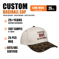 Gorra de Béisbol de 5 Paneles con Estampado de Leopardo, Bordado de Letras en la Visera, Visera Curva Ajustable, Logotipo Bordado Personalizado
