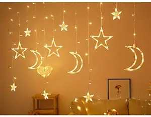 Weihnachts dekoration Vorhang Lichter-138LEDs 12 Sterne Mond Fenster Eiszapfen Lichter Fernbedienung Urlaub Hintergrund String Fairy Li