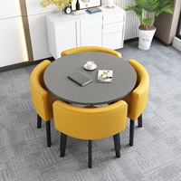 Ensemble de table et chaises de salle à manger en métal et MDF, 4 places, moderne et durable, prix d'usine de gros, pour mobilier de maison