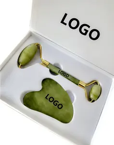 Hot Sales Skin Care Tools Custom 100% Natural Facial Massage Roller Rose Quartz Face Jade Roller Gua Sha Set with Box