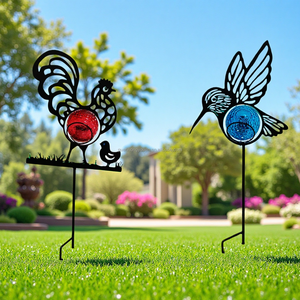 ไฟ LED ประดับสวนรูปไก่โลหะพลังแสงอาทิตย์รูปไก่สีสันสดใสสร้างบรรยากาศกลางแจ้งแบบเสียบปลั๊กตกแต่ง - Product Image 5