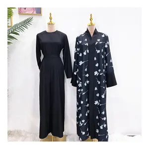 Vendita calda 2 pezzi fornitore manica lunga donna abbigliamento islamico Dubai Abaya abito musulmano donna