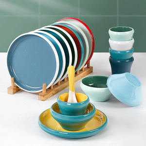 Juego de Platos y Cucharas de Porcelana de Melamina, Tazones Pequeños Redondos de Color Sólido, Vajilla para Hotel y Restaurante, Juego de Vajilla para Uso Diario - Product Image 2