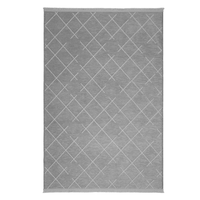 Alfombra Liva Gris con Diseño Geométrico de Cuadrícula, Ecológica, Apta para Mascotas, Lavable, Antideslizante, Mezcla de Poliéster/Algodón, Antibacteriana, Resistente a las Manchas