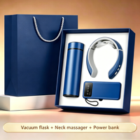 3-en-1 Ensemble de cadeaux d'affaires de luxe Flacon à vide Masseur de cou Power Bank avec support de téléphone pour les événements de bienvenue et de coopération