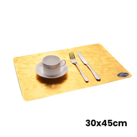 Napperons Métalliques RNPT en PVC 30x45cm Rectangulaires Motif Feuille d'Or Plantes Coins Arrondis pour Tables de Restaurant d'Hôtel