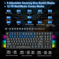 Clavier de jeu mécanique filaire E-YOOSO 87 touches avec rétroéclairage LED RGB, combo souris, interrupteurs bleus à échange à chaud, 4000 DPI, design ergonomique