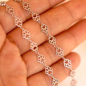 Catena in Acciaio Inox Placcata Oro 18K con Ciondolo a Forma di Zampa di Cane o Gatto per Creazione di Accessori Fai-da-Te - Product Image 1