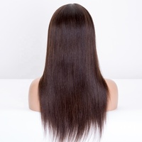 Superbe perruque en cheveux vierges péruviens à nœuds simples, densité 150%, brun naturel, avec dessus en dentelle HD, en stock, 6 pouces, durable