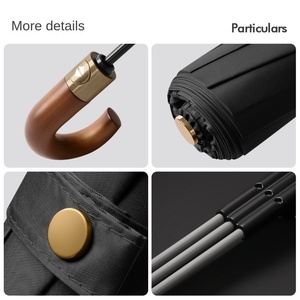 Wooden Curved Handle <b>Automatic</b> One-Button Open Business <b>Umbrella</b> with 10-Bone Design-Advertising Manufacturers Spot Wholesale - Product Image 4