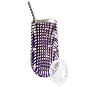 DD2748 Bling Stainless Steel Vacuum Wine Tumbler Rhinestone Straight Cup <b>Coffee</b> Cup Diamond Insulated Glitter Water Bottle 16 - Product Image 4
