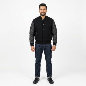 Veste de baseball varsity pour homme FINER THREADS avec logo personnalisé sur le devant, design patchwork camouflage, tissu respirant en coton/polyester - Product Image 1