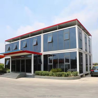 Bâtiment de bureau modulaire préfabriqué en acier à deux étages avec mur-rideau en verre pour site commercial