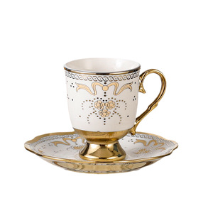 European Electroplated Heart-Shaped Ceramic Coffee Cup Saucer Set Modern Minimalist Gold Trim Afternoon <b>Tea</b> Gift <b>Box</b> Pack for - Product Image 5