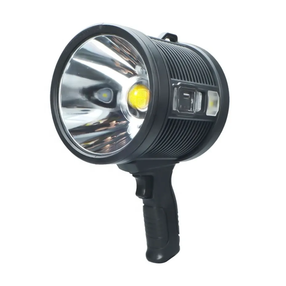 Lanterna LED 2024 USB recarregável para exterior, pequena luz de holofote com bateria embutida para pesca, caça e patrulha
