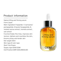 Formule professionnelle de sérum raffinage de la peau avec complexe peptidique et extraits botaniques 30ml/1 Fl.oz Flacon compte-gouttes OEM pour le visage
