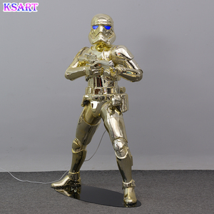 カスタムゴールドクローム像彫刻等身大グラスファイバー樹脂工芸品家の装飾スターウォーズビッグサイズ像樹脂彫刻 - Product Image 2